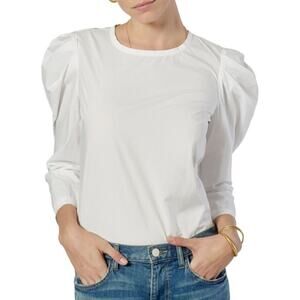 Joie Rene White Puff Sleeve Blouse Small Regency Glam Corpcore